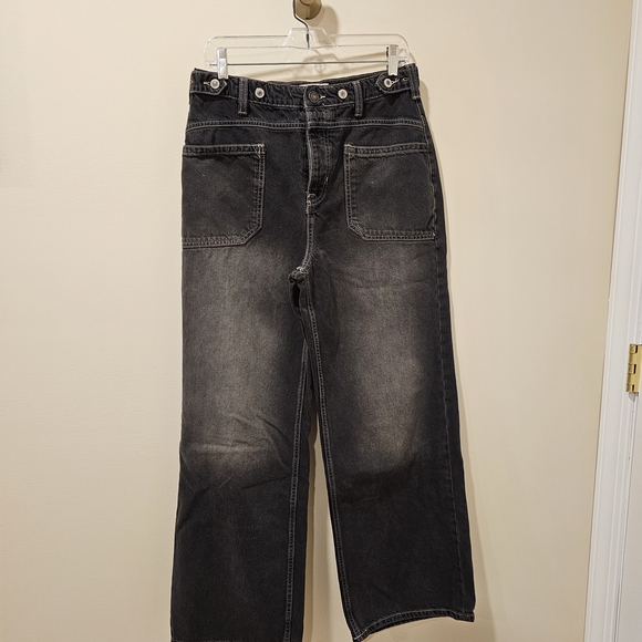 Free People Denim - Free People Palmer Cuffed Wide Leg Jeans In Chalkboard Size 30